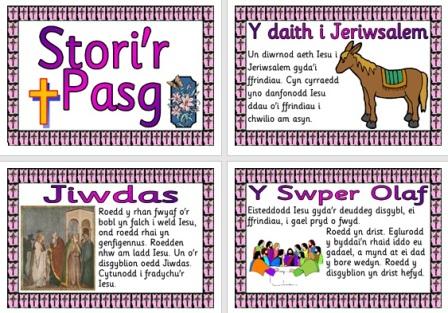 Free Printable Easter Story Stori'r Pasg Welsh Display Posters
