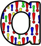 Free printable instant display lettering sets with an exclamation mark background.