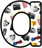 Film club, clapper board, cinema ticket, 3D Glasses, popcorn, film real, drama masks background lettering sets.