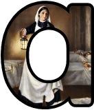 Free printable instant display digital lettering sets with a Florence Nightingale background image.  