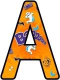 Free printable halloween lettering sets for display, scrapbooking