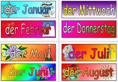 German Vocabulary Teaching Resource Months and Days of the Week