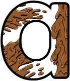 Free printable instant display digital lettering sets with a mud splat background.