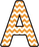 Free printable instant display digital lettering sets with an orange chevron, zigzag background.