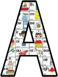 Free Printable Phonics background display lettering sets.