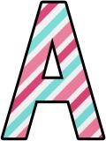 pink and green candystripe lettering