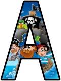 Free printable digital lettering sets. Pirates background printable lettering sets.