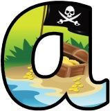 Pirate flag and treasure chest printable display letters