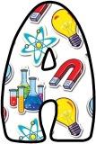 Free printable science background instant display lettering sets for classroom bulletin board display.