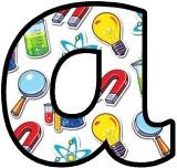 Free printable science background instant display lettering sets for classroom bulletin board display.