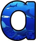 Free printable shark background instant display lettering sets for classroom bulletin board display.  Digital lettering sets for scrapbooking or banner making.