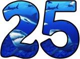 Free printable shark background instant display lettering sets for classroom bulletin board display.  Digital lettering sets for scrapbooking or banner making.