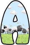 Free printable sheep lettering sets for classroom bulletin board display.