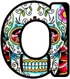 Free printable instant display lettering sets for classroom display. Day of the Dead, Sugar Skull background letters.