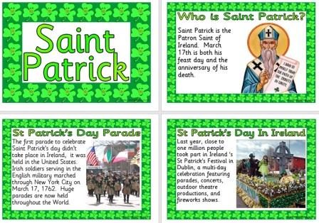 Free printable Saint Patrick information posters for children and schools