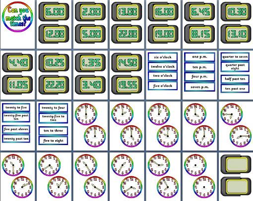 Free printable time matching numeracy maths resource for busy teachers.