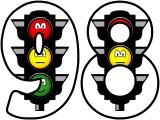 Free printable instant display digital letters sets with a traffic light with faces background. Great if using the traffic lights system for behaviour or noise level