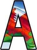 Free printable classroom display lettering sets - Wales, Welsh Flag background digital letters
