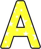 Printable yellow background with white stars classroom display lettering sets.