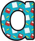 Free printable writing, jotter, paper, pencil background instant display lettering sets for classroom bulletin board display.