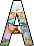 Free printable At the Zoo background instant display lettering sets for classroom bulletin board display.